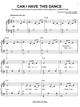 page one of Can I Have This Dance (Easy Piano)
