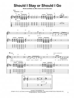 page one of Should I Stay Or Should I Go (Guitar Tab (Single Guitar))