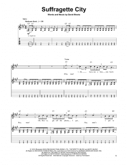 page one of Suffragette City (Guitar Tab (Single Guitar))
