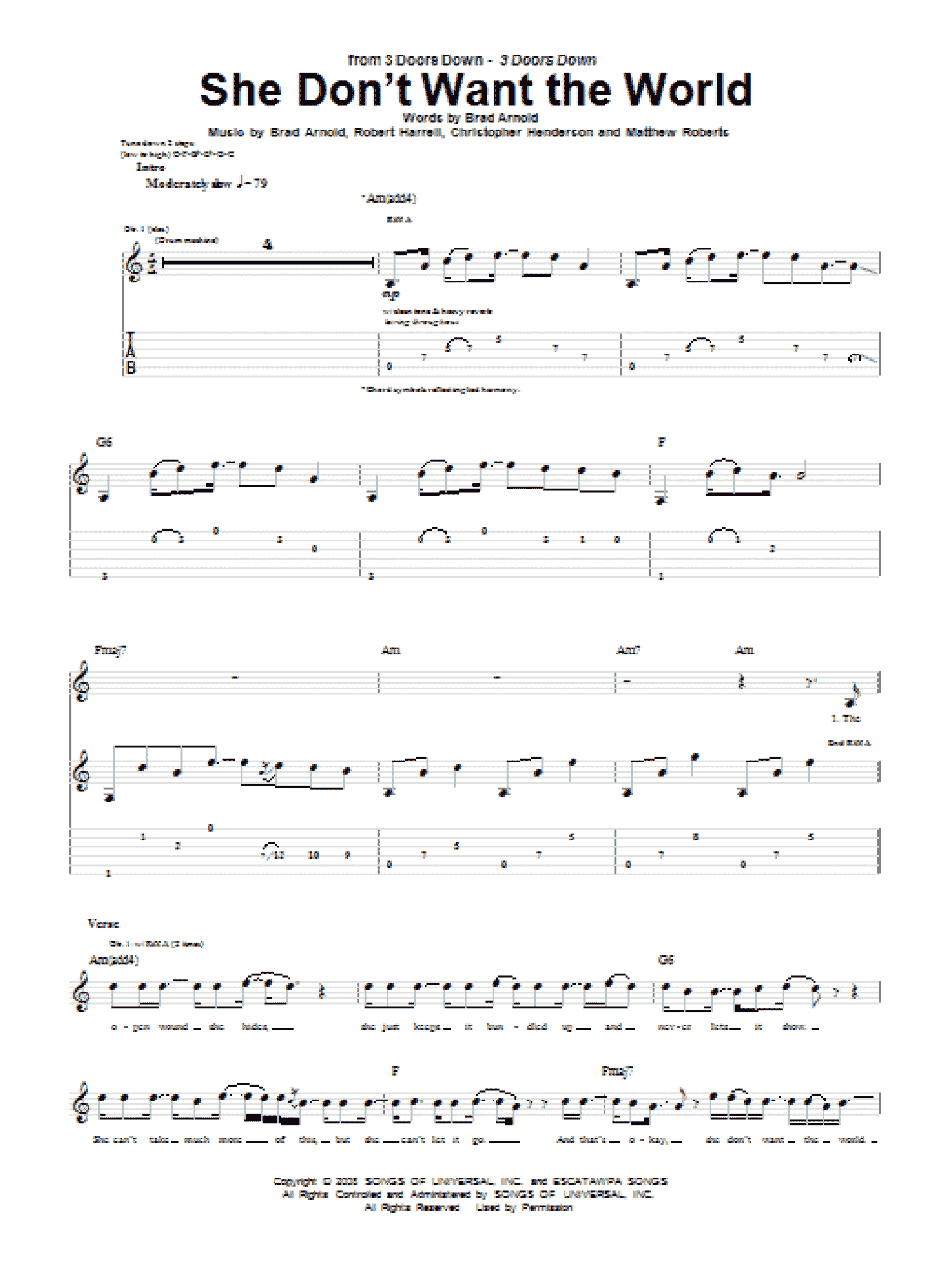 She Don't Want The World (Guitar Tab)
