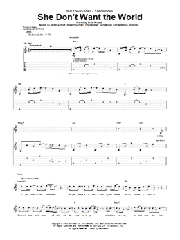 page one of She Don't Want The World (Guitar Tab)