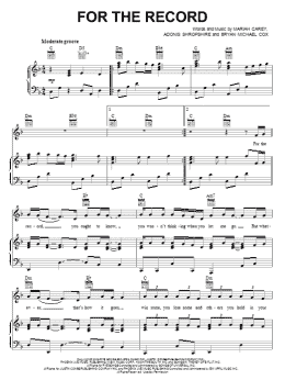 page one of For The Record (Piano, Vocal & Guitar Chords (Right-Hand Melody))