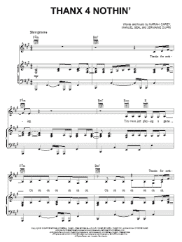 page one of Thanx 4 Nothin' (Piano, Vocal & Guitar Chords (Right-Hand Melody))