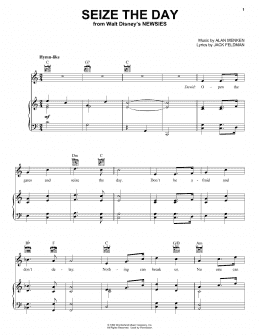 page one of Seize The Day (from Newsies) (Piano, Vocal & Guitar Chords (Right-Hand Melody))