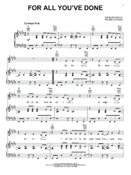 page one of For All You've Done (Piano, Vocal & Guitar Chords (Right-Hand Melody))