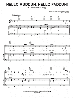 page one of Hello Mudduh, Hello Fadduh! (A Letter From Camp) (Piano, Vocal & Guitar Chords (Right-Hand Melody))