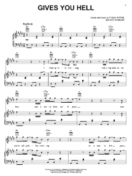 page one of Gives You Hell (Piano, Vocal & Guitar Chords (Right-Hand Melody))