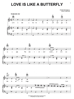 page one of Love Is Like A Butterfly (Piano, Vocal & Guitar Chords (Right-Hand Melody))