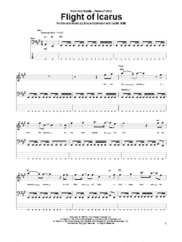 page one of Flight Of Icarus (Bass Guitar Tab)