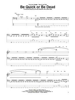 page one of Be Quick Or Be Dead (Bass Guitar Tab)
