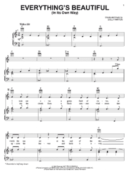 page one of Everything's Beautiful (In Its Own Way) (Piano, Vocal & Guitar Chords (Right-Hand Melody))