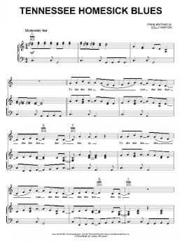page one of Tennessee Homesick Blues (Piano, Vocal & Guitar Chords (Right-Hand Melody))