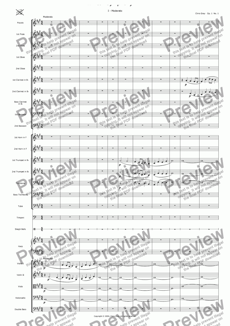page one of "Winter" Symphony no.1 Op.1, 1st mvt. - Moderato