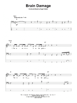 page one of Brain Damage (Bass Guitar Tab)