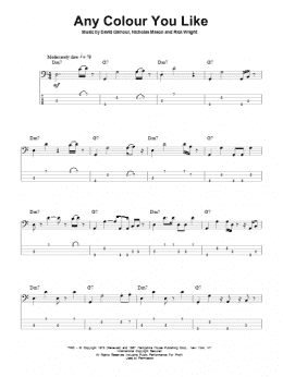 page one of Any Colour You Like (Bass Guitar Tab)