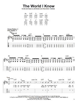 page one of The World I Know (Easy Guitar Tab)