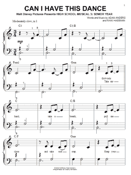 page one of Can I Have This Dance (Big Note Piano)