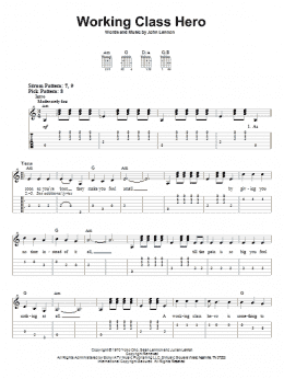 page one of Working Class Hero (Easy Guitar Tab)