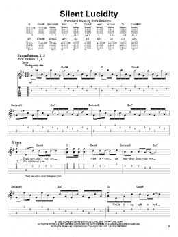 page one of Silent Lucidity (Easy Guitar Tab)