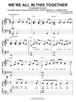 page one of We're All In This Together (Graduation Version) (from High School Musical 3: Senior Year) (Big Note Piano)