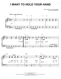 page one of I Want To Hold Your Hand (Easy Piano)