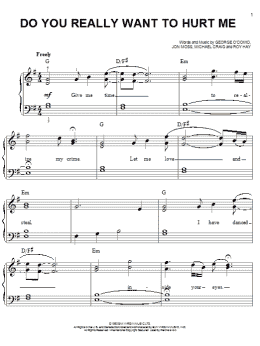 page one of Do You Really Want To Hurt Me (Easy Piano)