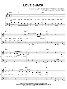 page one of Love Shack (Easy Piano)