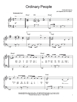 page one of Ordinary People (Easy Piano)