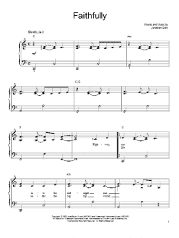page one of Faithfully (Easy Piano)