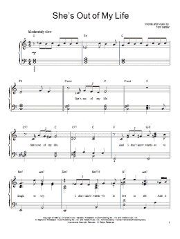 page one of She's Out Of My Life (Easy Piano)