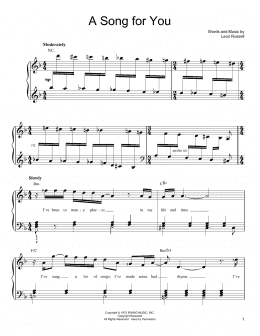 page one of A Song For You (Easy Piano)
