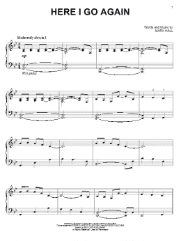 page one of Here I Go Again (Piano Solo)