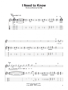 page one of I Need To Know (Guitar Tab (Single Guitar))
