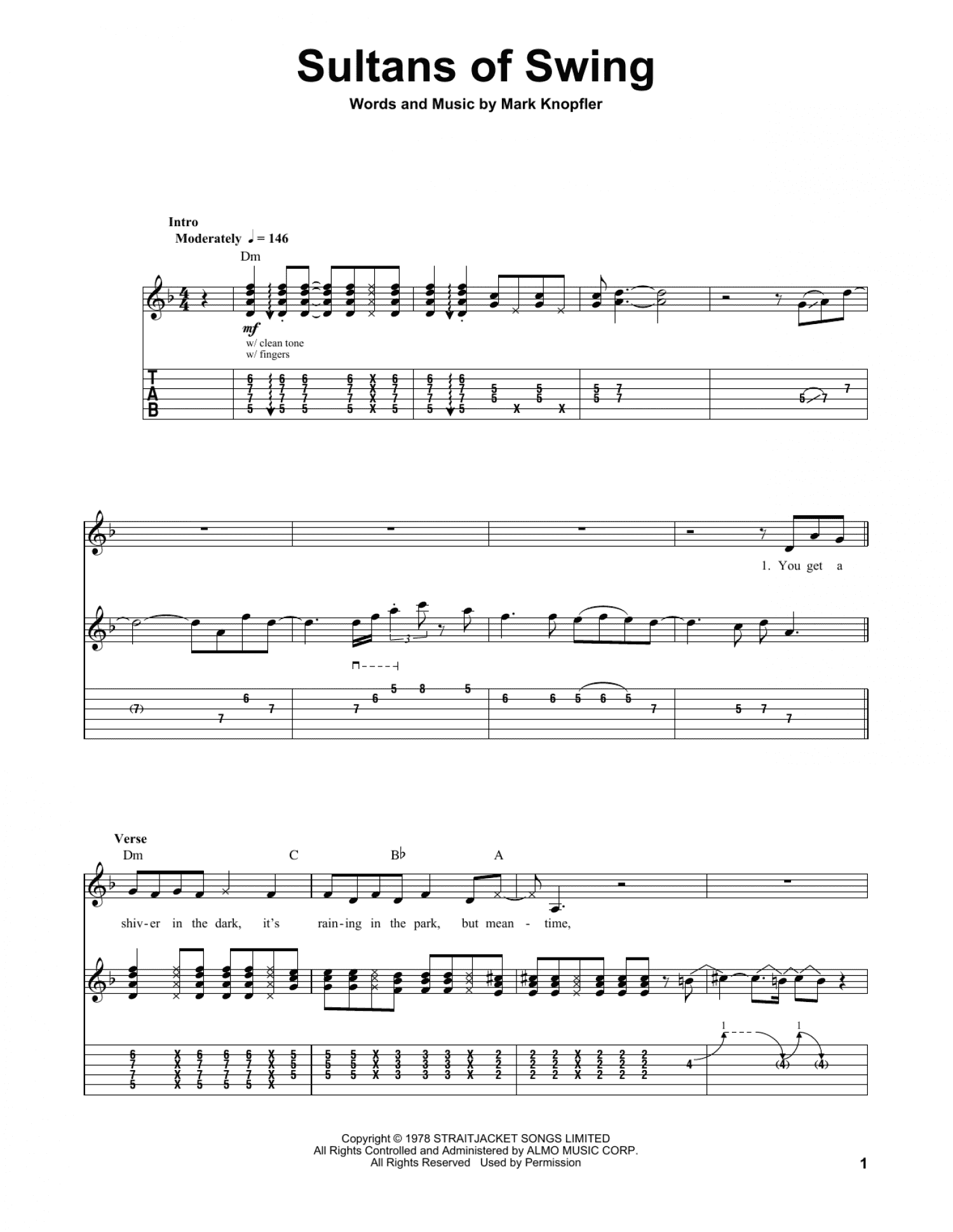 Sultans Of Swing (Guitar Tab (Single Guitar))