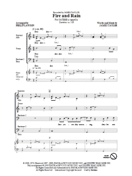 page one of Fire And Rain (arr. Phillip Lawson) (SATB Choir)