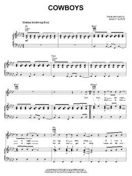 page one of Cowboys (Piano, Vocal & Guitar Chords (Right-Hand Melody))