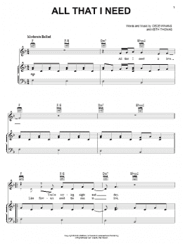 page one of All That I Need (Piano, Vocal & Guitar Chords (Right-Hand Melody))