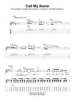 page one of Call My Name (Guitar Tab (Single Guitar))