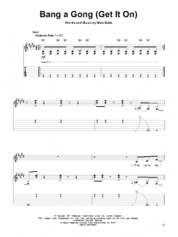 page one of Bang A Gong (Get It On) (Guitar Tab (Single Guitar))