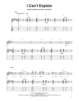 page one of I Can't Explain (Guitar Tab (Single Guitar))