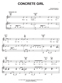 page one of Concrete Girl (Piano, Vocal & Guitar Chords (Right-Hand Melody))
