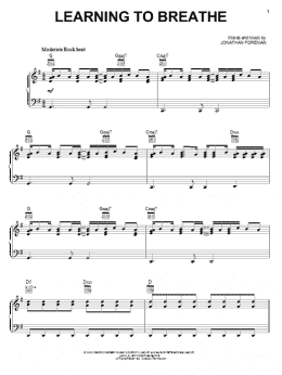 page one of Learning To Breathe (Piano, Vocal & Guitar Chords (Right-Hand Melody))