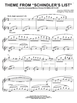 page one of Theme from Schindler's List (arr. Phillip Keveren) (Piano Solo)