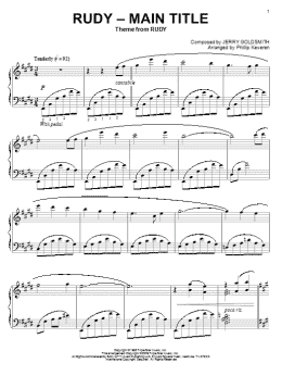 page one of Rudy - Main Title (arr. Phillip Keveren) (Piano Solo)