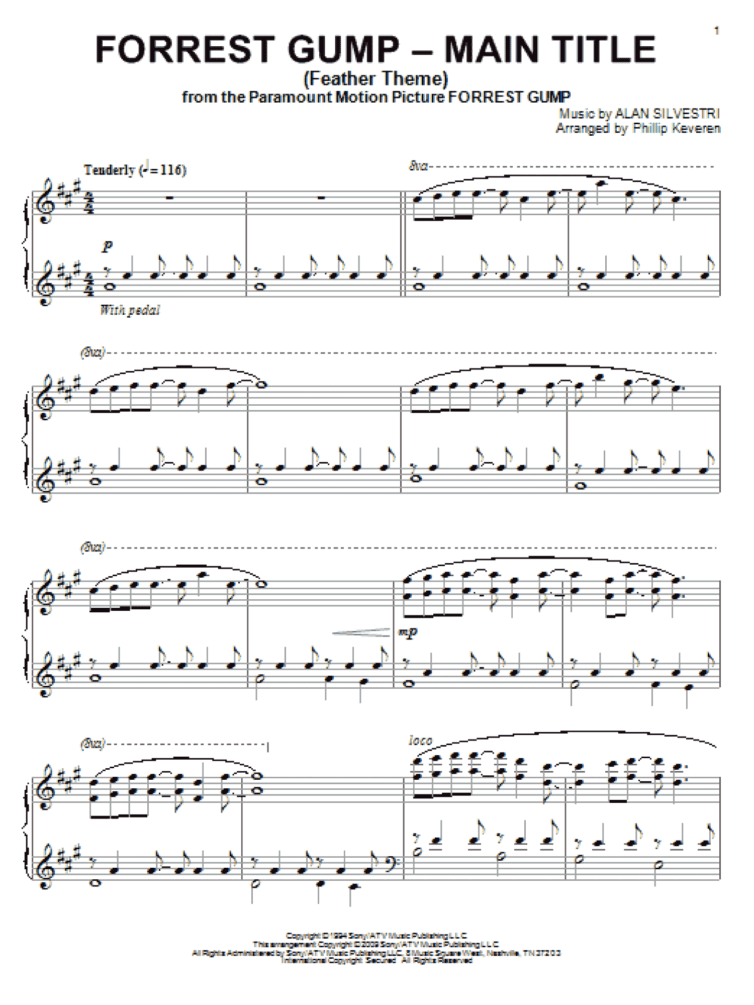 Forrest Gump - Main Title (Feather Theme) (arr. Phillip Keveren) (Piano Solo)