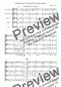 page one of Finale from Royal Fireworks Music - Brass Music for Weddings
