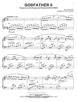 page one of Godfather II (arr. Phillip Keveren) (Piano Solo)