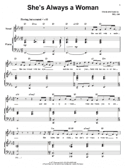 page one of She's Always A Woman (Piano & Vocal)