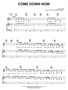 page one of Come Down Now (Piano, Vocal & Guitar Chords (Right-Hand Melody))