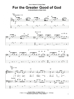 page one of For The Greater Good Of God (Bass Guitar Tab)
